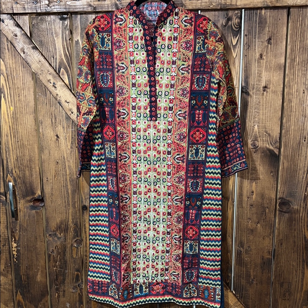 Kurti. Embroidered Multicolor Ethnic Tunic Dress Kurti
